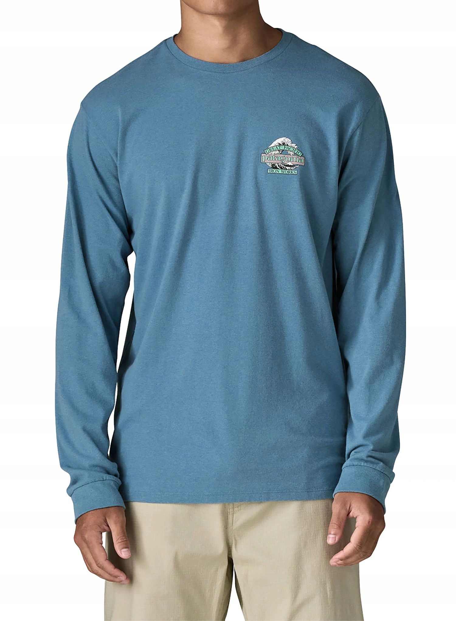 Mikina bez kapuce Patagonia L/s Great Waves Responsibili-Tee shore blue XL
