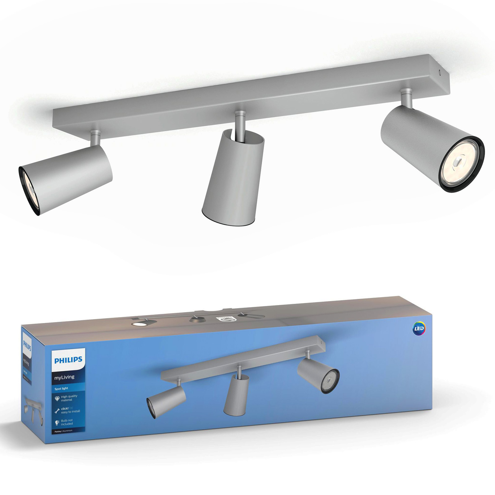 Stropná lampa Nástenný reflektor 3x GU10 Aluminium Paisley Philips