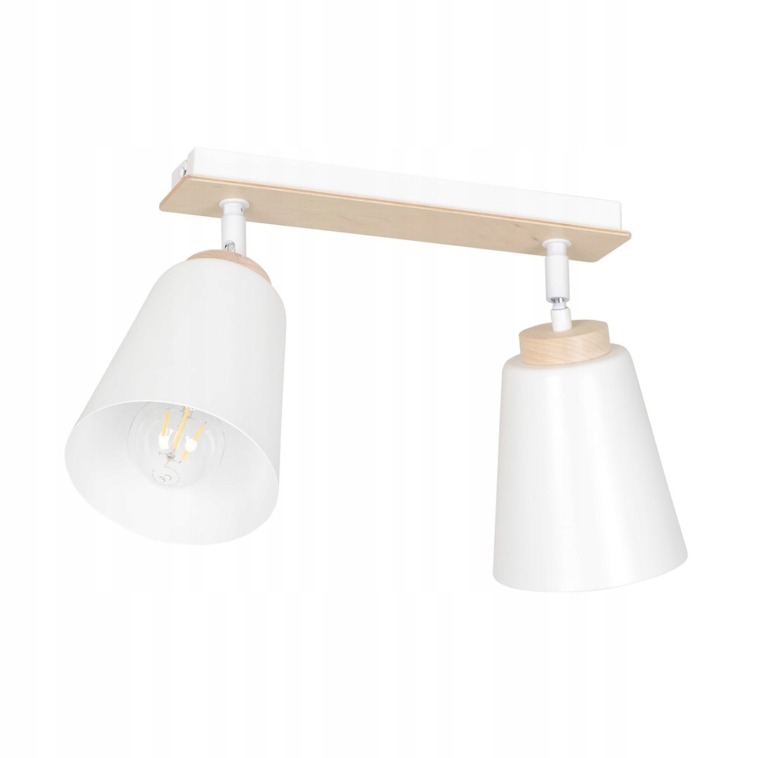 Stropná lampa Atlas 2 White škandinávska, drevo, biela