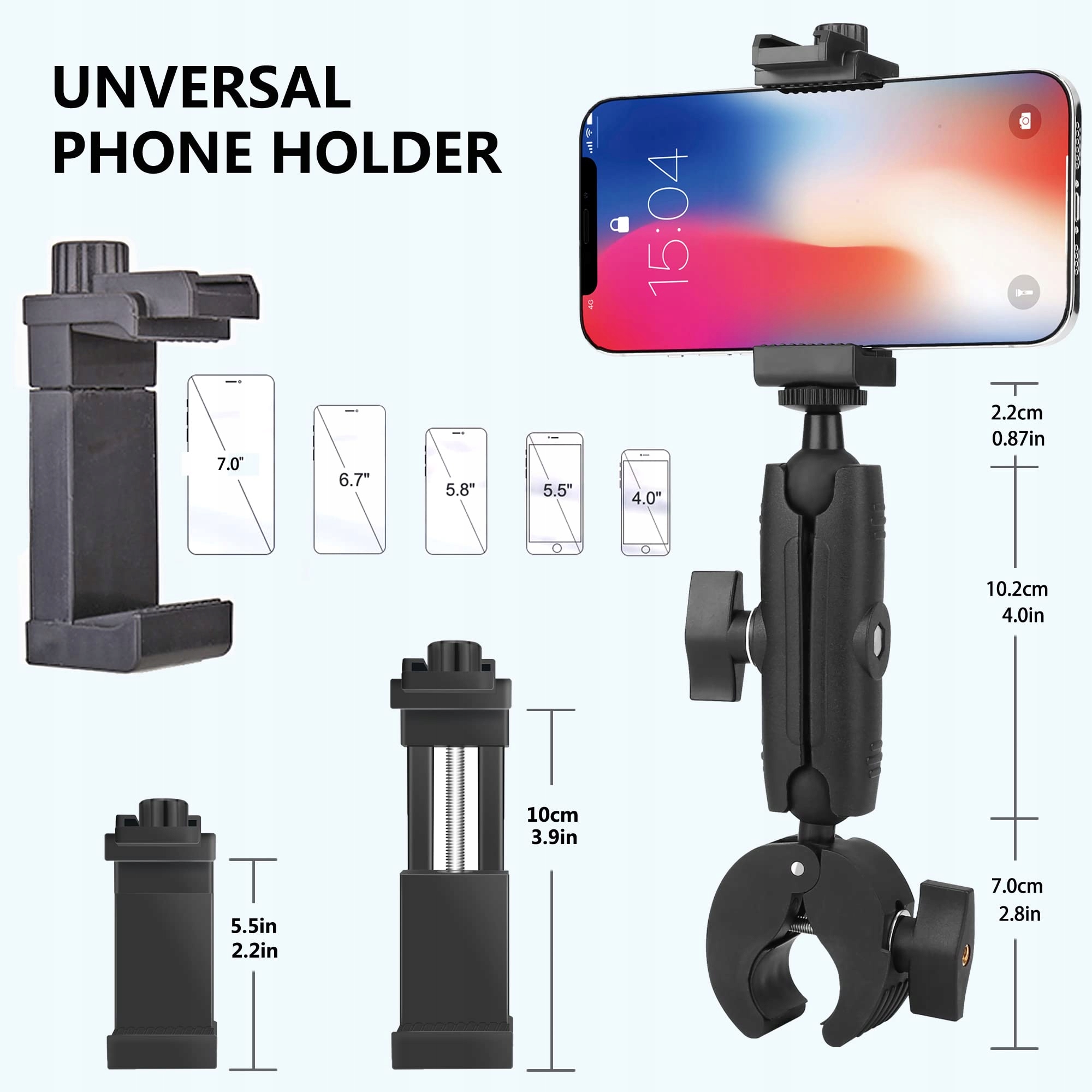 PEASTREX Statyw Mikrofonowy Uchwyt Telefonu 360° do Smartfonów 3.5-7 Cala — miniatura 6