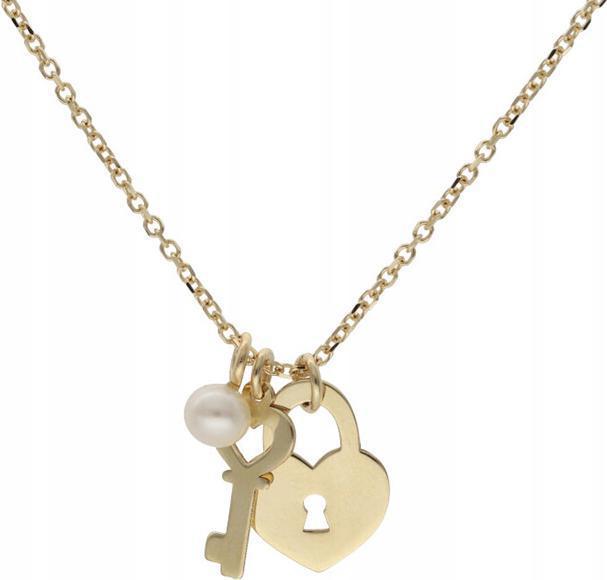 Zlatý náhrdelník 585 řetízek s klíčem a visacím zámkem jako dárek 14