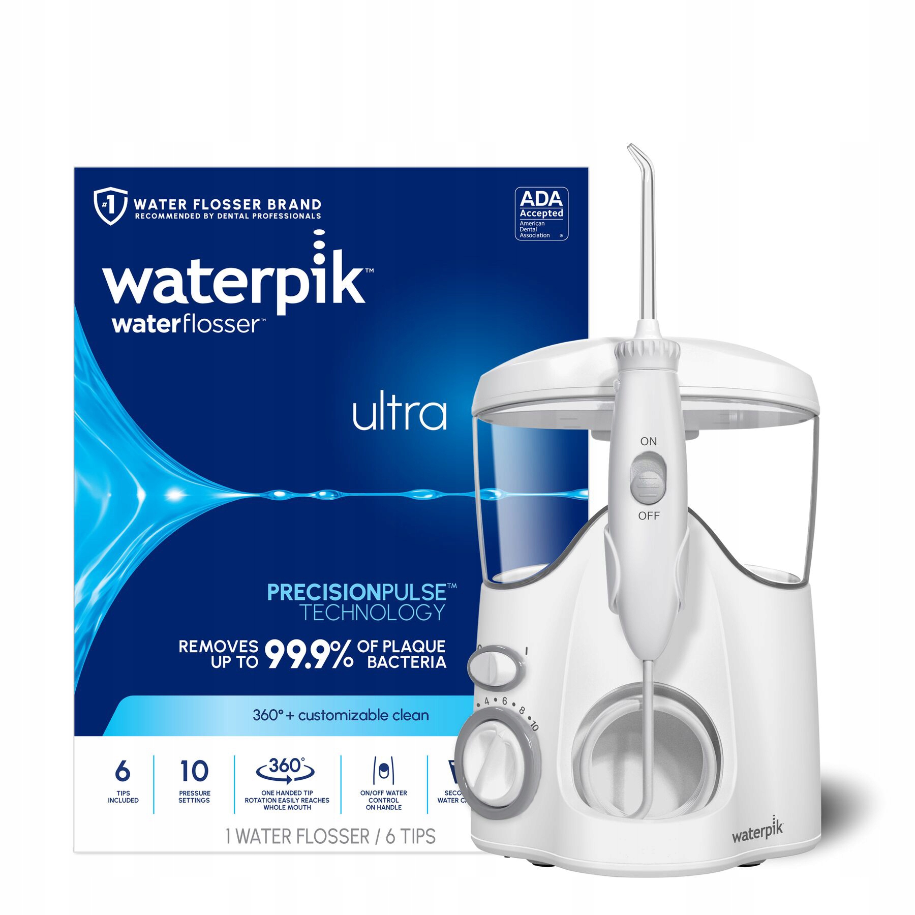 Irygator Do Zębów Waterpik WF-100 Mocny 10 Poziomów 6 Dysz 3 Lata