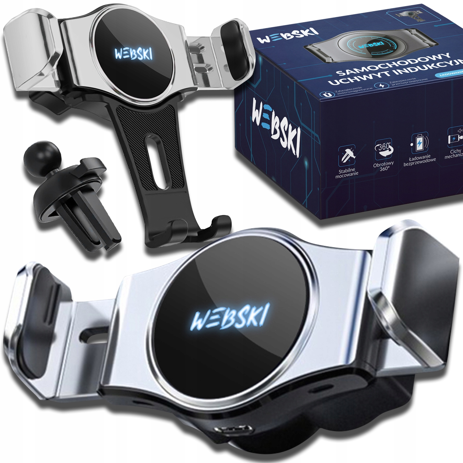 Solidny Uchwyt Samochodowy Na Telefon Ładowarka Indukcja 15W Automatyczny