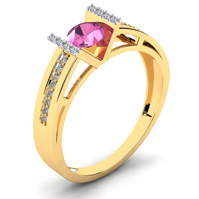 

Pierścionek Złoty Zaręczynowy Z Różową Cyrkonią