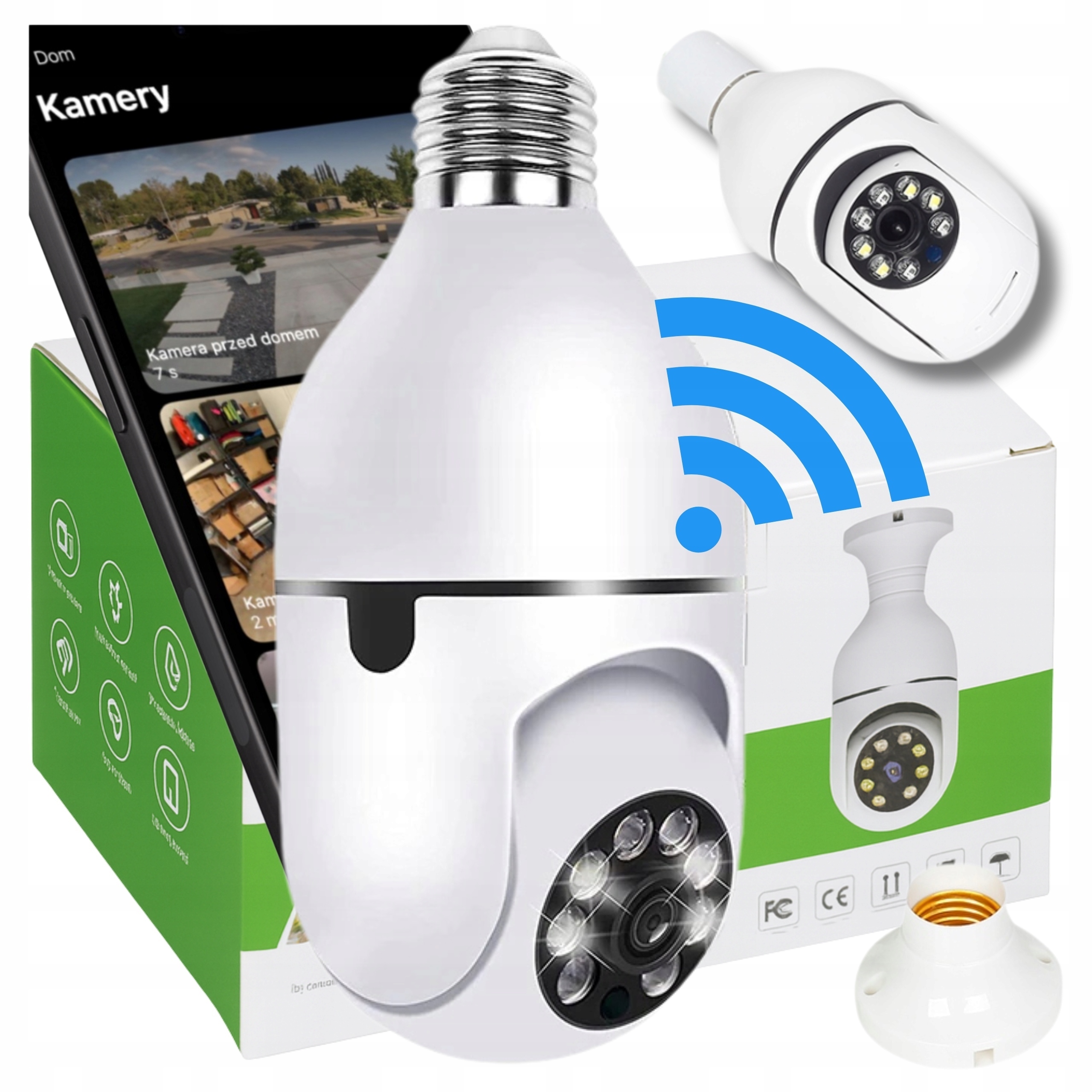 KAMERA IP BEZPRZEWODOWA WIFI ZEWNĘTRZNA MONITORING W ŻARÓWKA E27 FULL HD