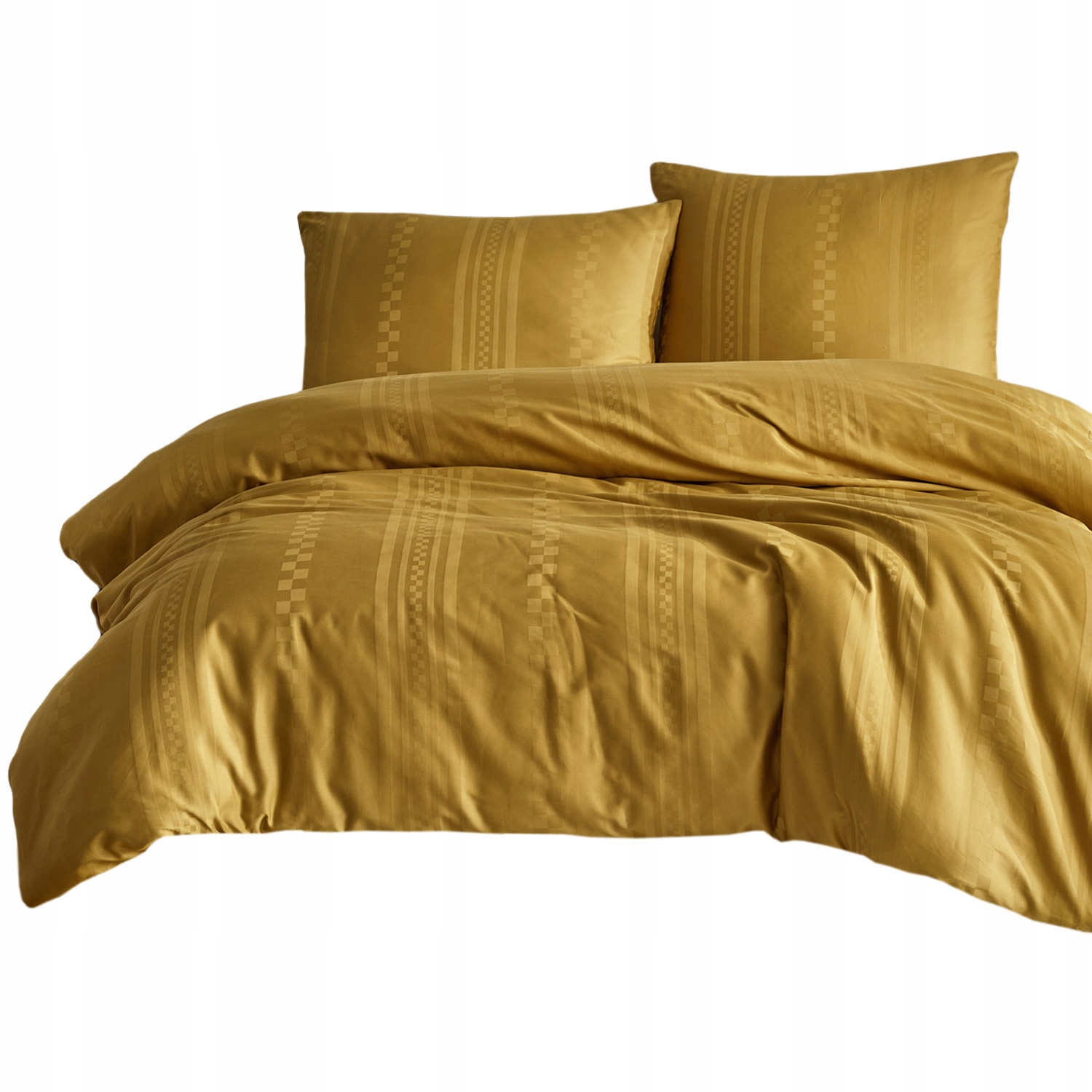 Posteľná Bielizeň bavlnená saténová tkanina Capital 160x200 geometrický horčicový vzor