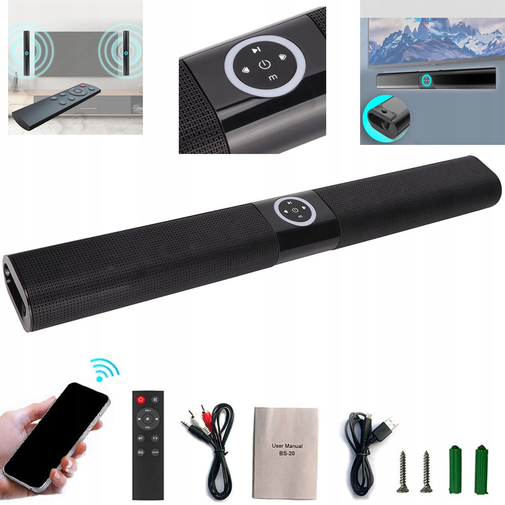 Výkonný Soundbar Bluetooth 5.0 Tws pro televizor, subwoofer, domácí kino