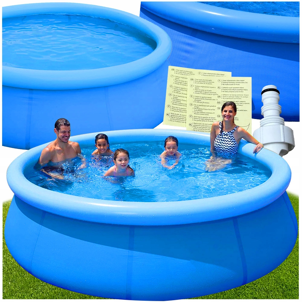 Basen Rozporowy Rodzinny Ogrodowy Okrągły Z Kołnierzem Dmuchany 300 X 76 CM