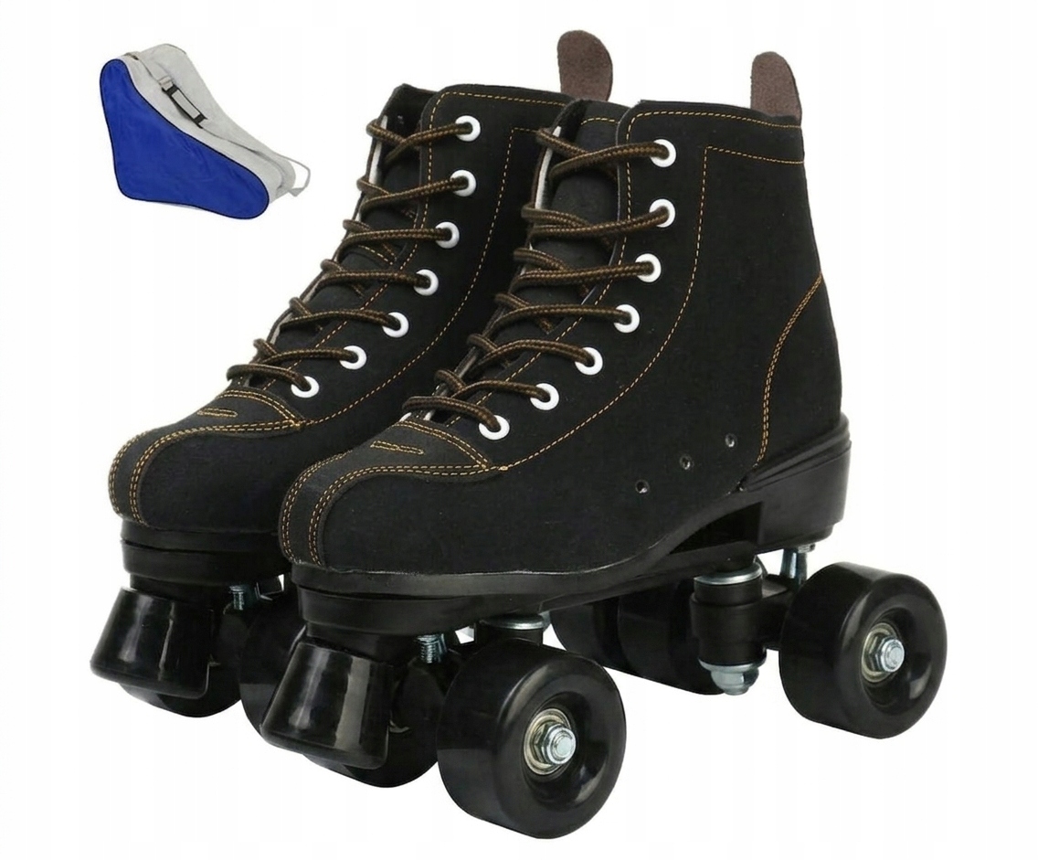 Wrotki klasyczne czarny zamsz rozmiar 44