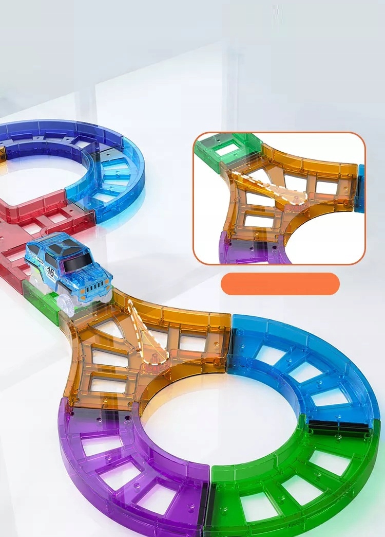 KLOCKI MAGNETYCZNE EDUKACYJNE PANELE KOLEJKA AUTA Kod producenta 5903772585087