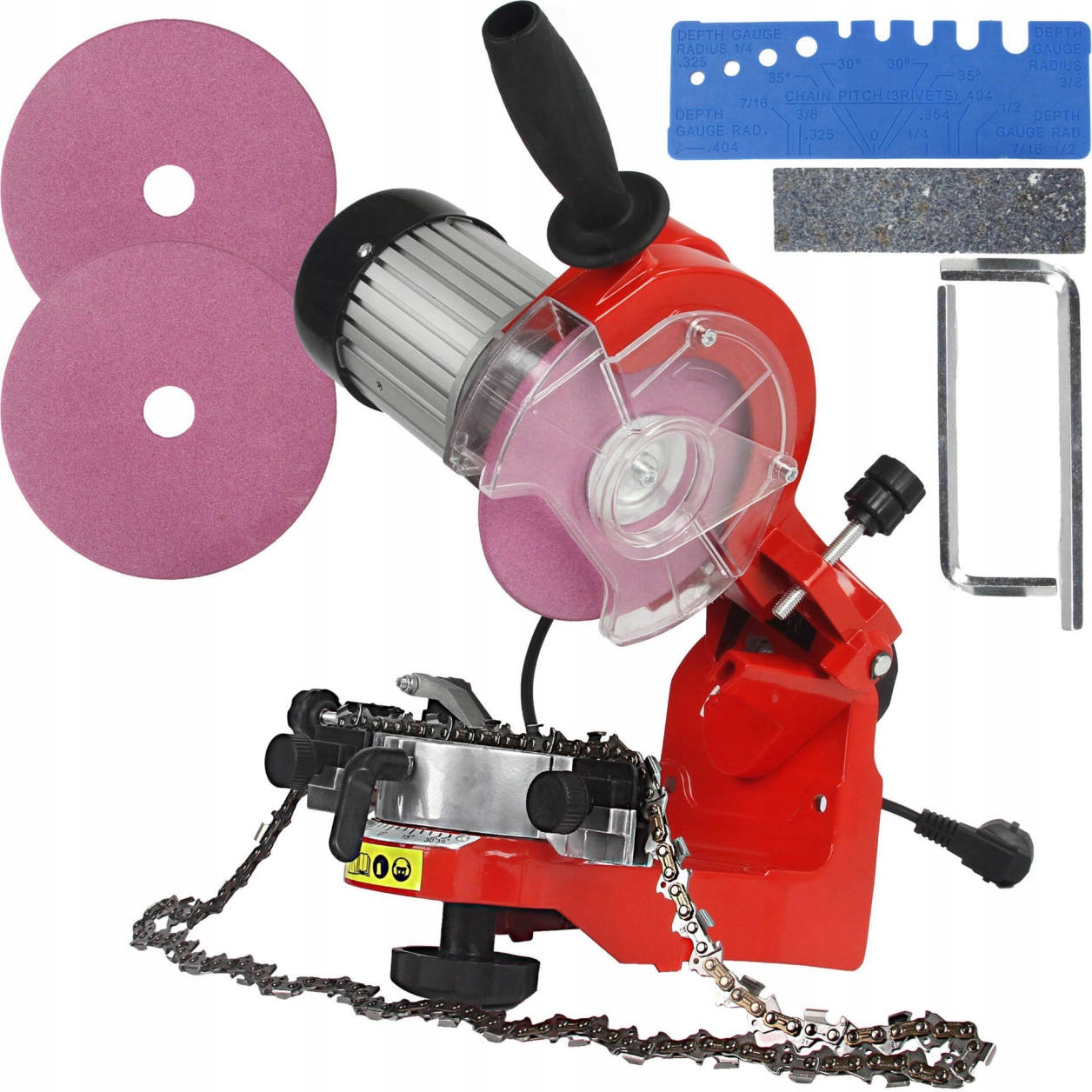 ELEKTRYCZNA OSTRZAŁKA ŁAŃCUCHA PIŁ 3 TARCZE 145mm