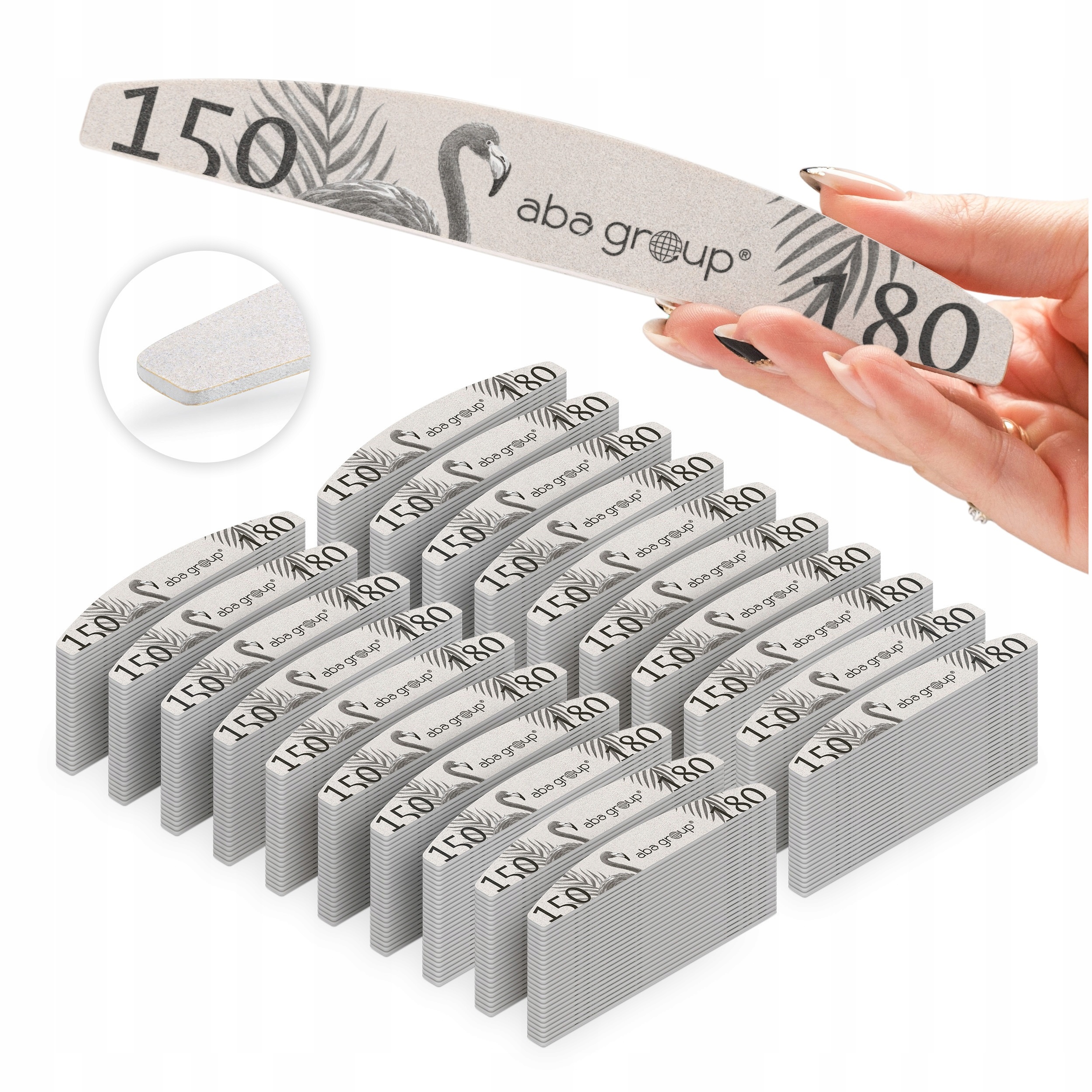 pilník na nehty Půlměsíc Loďka 150/180 Slim Aba Group Sada 500 ks