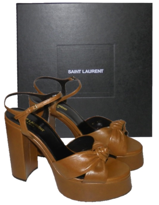Kožené Sandály Saint Laurent Platforma Bianca 39,5