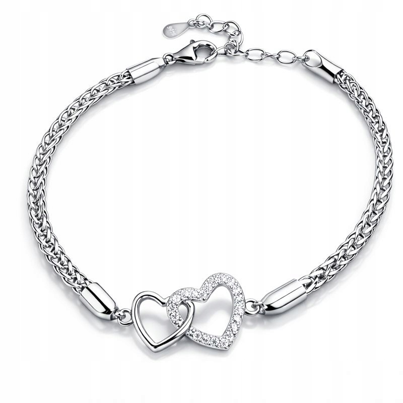 Dámský stříbrný náramek se srdíčky zirkony rhodiované stříbro o ryzosti 925