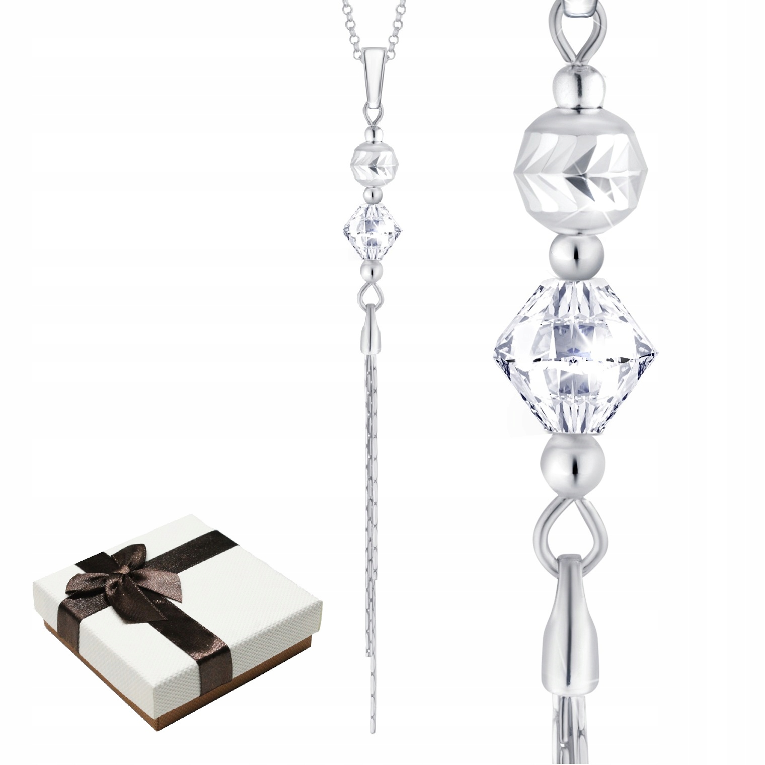 

Naszyjnik srebrny Łańcuszek zawieszka kryształ 925