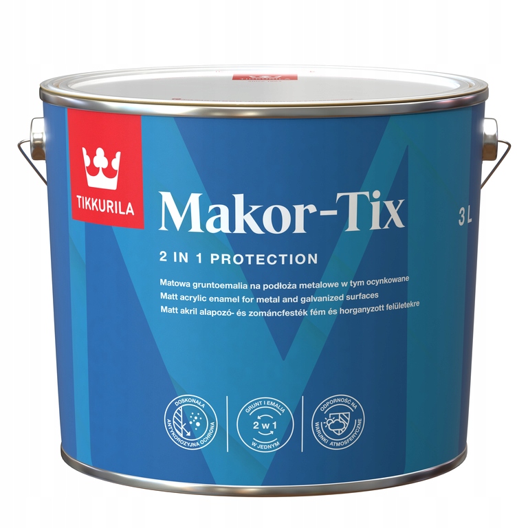 Gruntoemalia akrylowa Tikkurila Makortix Szary Metaliczny 3L
