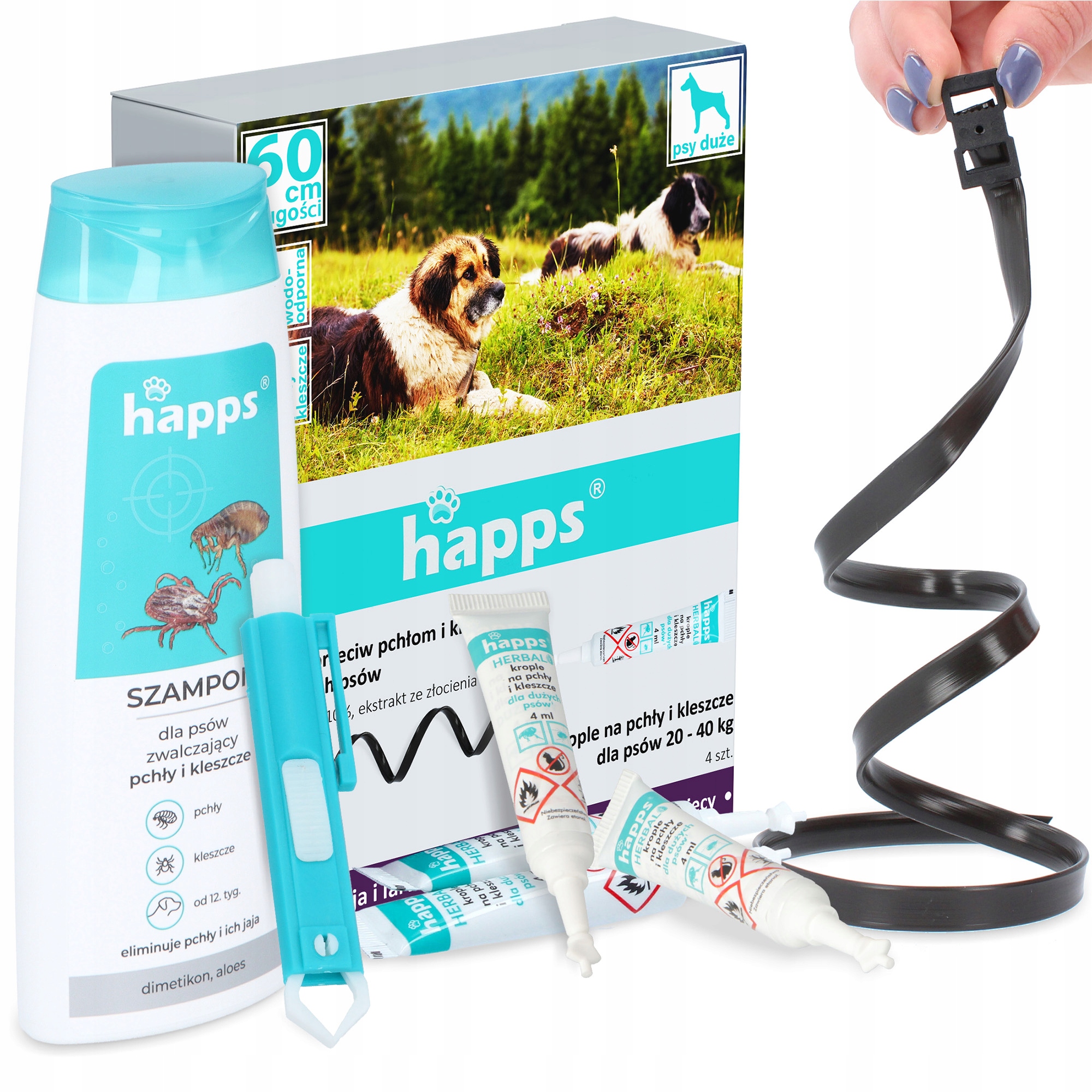 Kapky Kleště Blechy Psa 20-40 kg Přístroj na odstraňování klíšťat Šampon Obr Kd