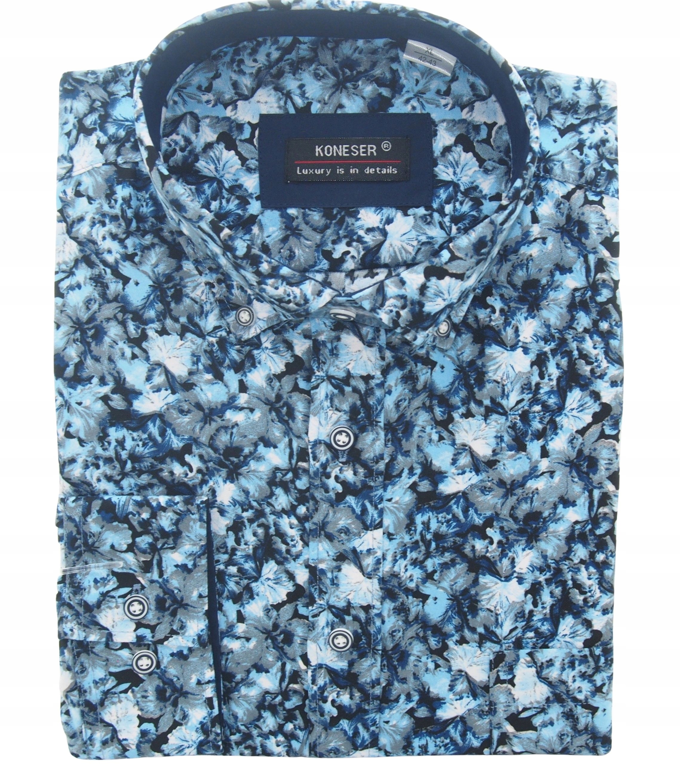 Koszula Męska Niebieska We Rayon Jedwabna XL 42/43 KW113