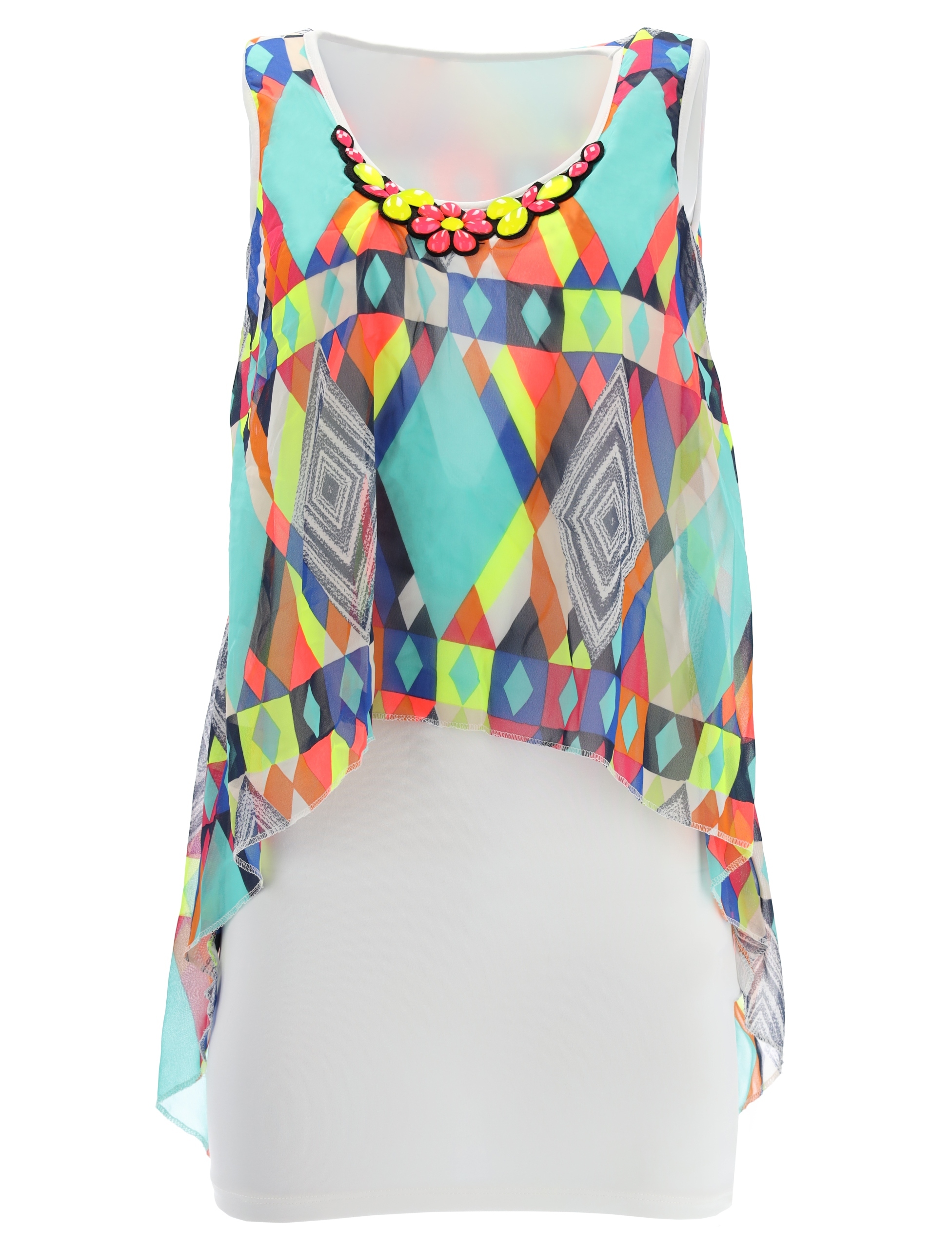 Dámská Tunika Elegantní, Ženská, Přiléhavá, Barevné Vzory Na Ramínkách