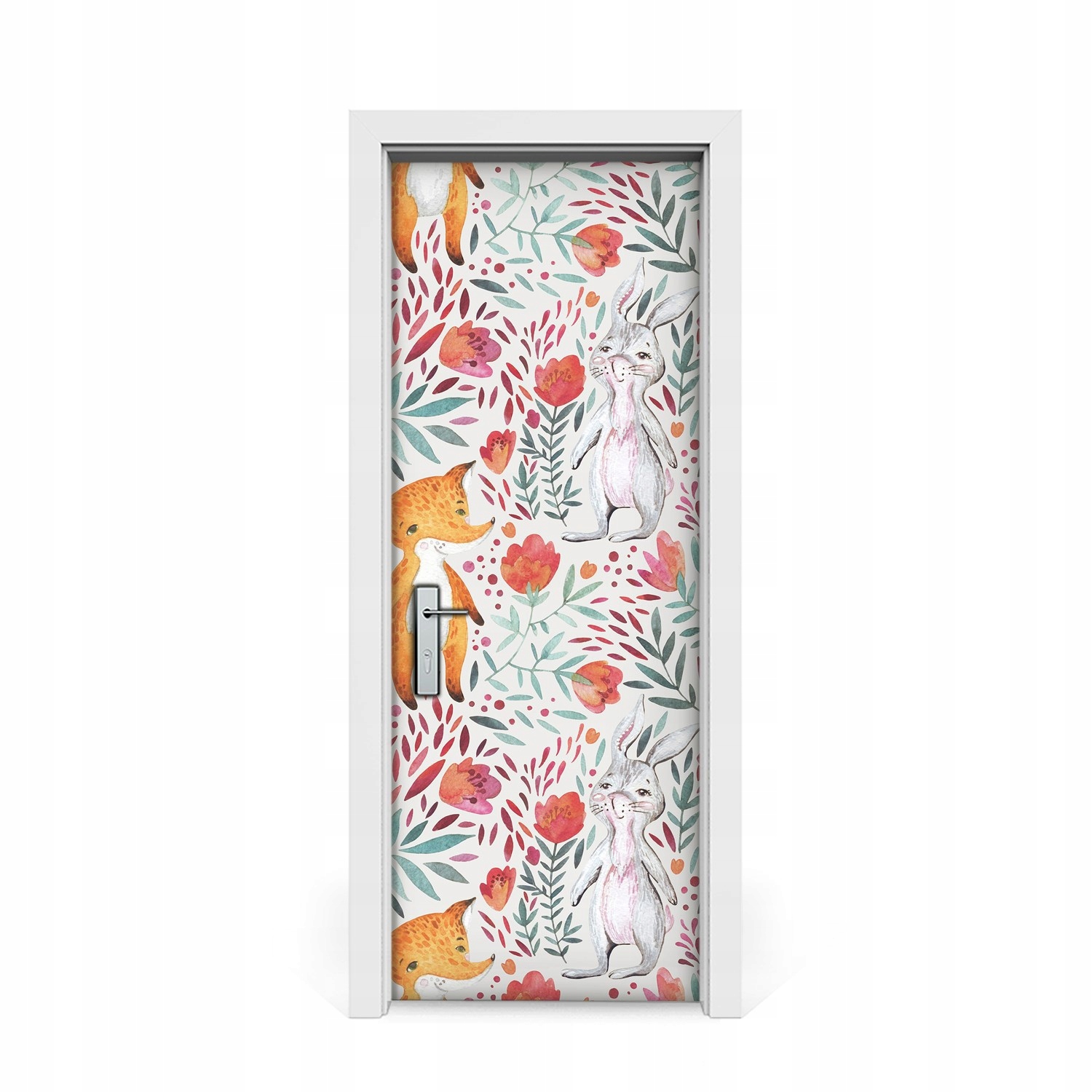 

Naklejka na drzwi okleina Lis i królik 75x205