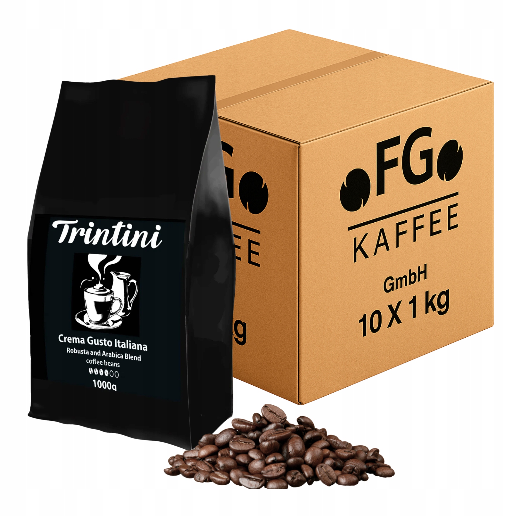 Levně Káva zrnková 10 kg Trintini Crema e Gusto Robusta Čerstvě Vypálená