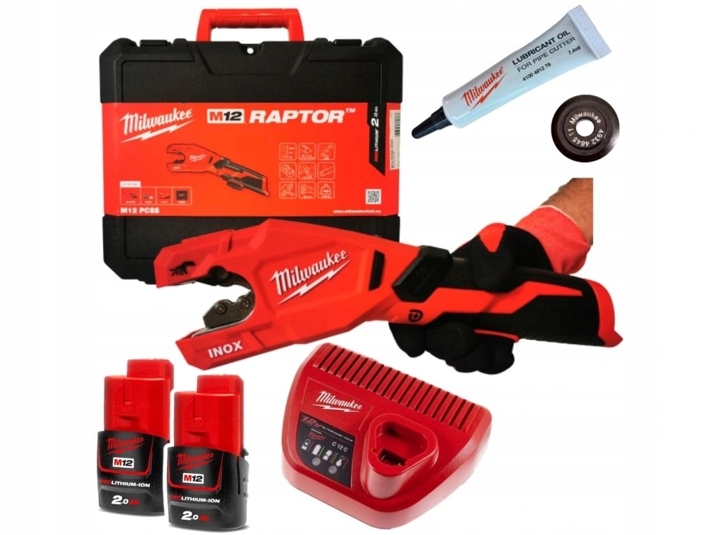 Milwaukee M12 Raptor aku řezačka trubek PCSS-202C 12 V sada