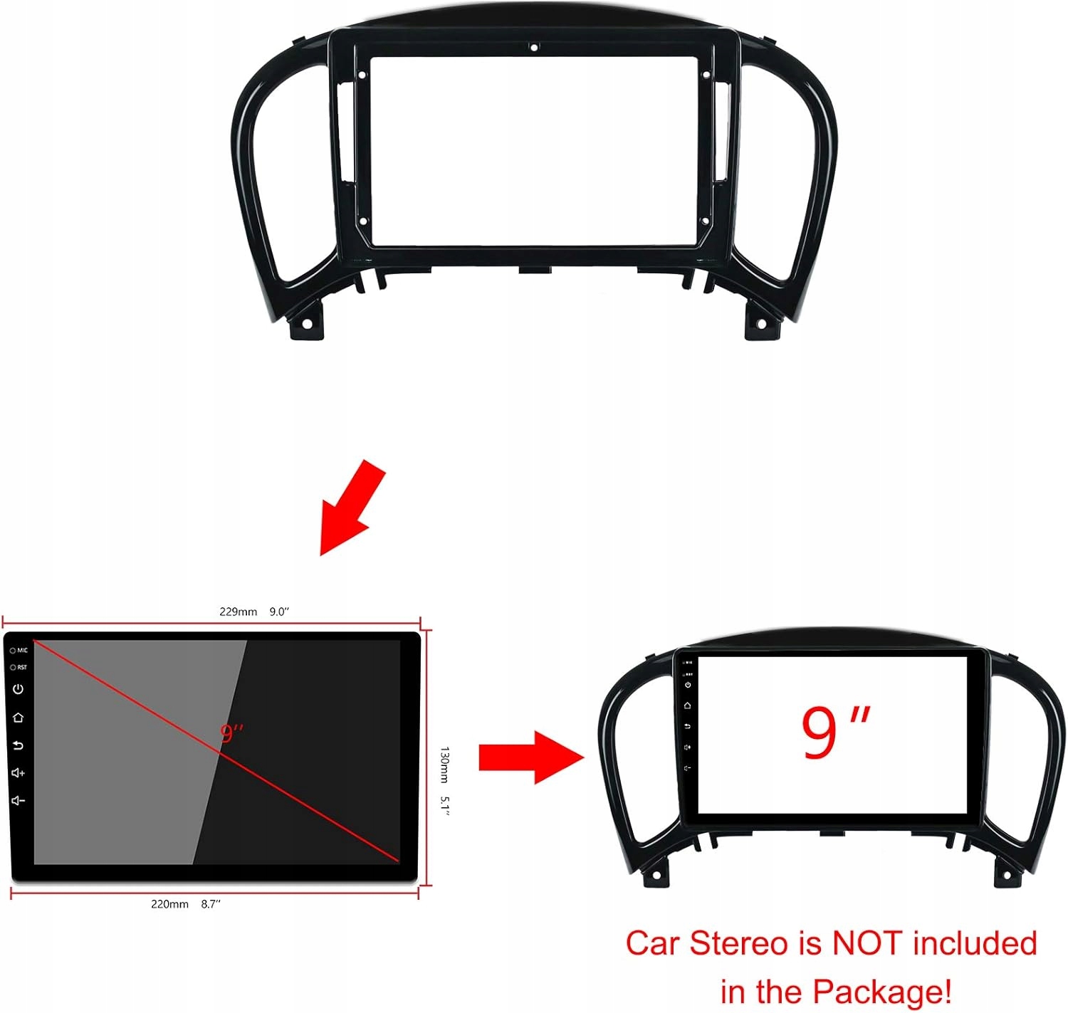 RAMKA DO RADIA NISSAN JUKE 2011-2016 9 CALI Kod producenta 8266