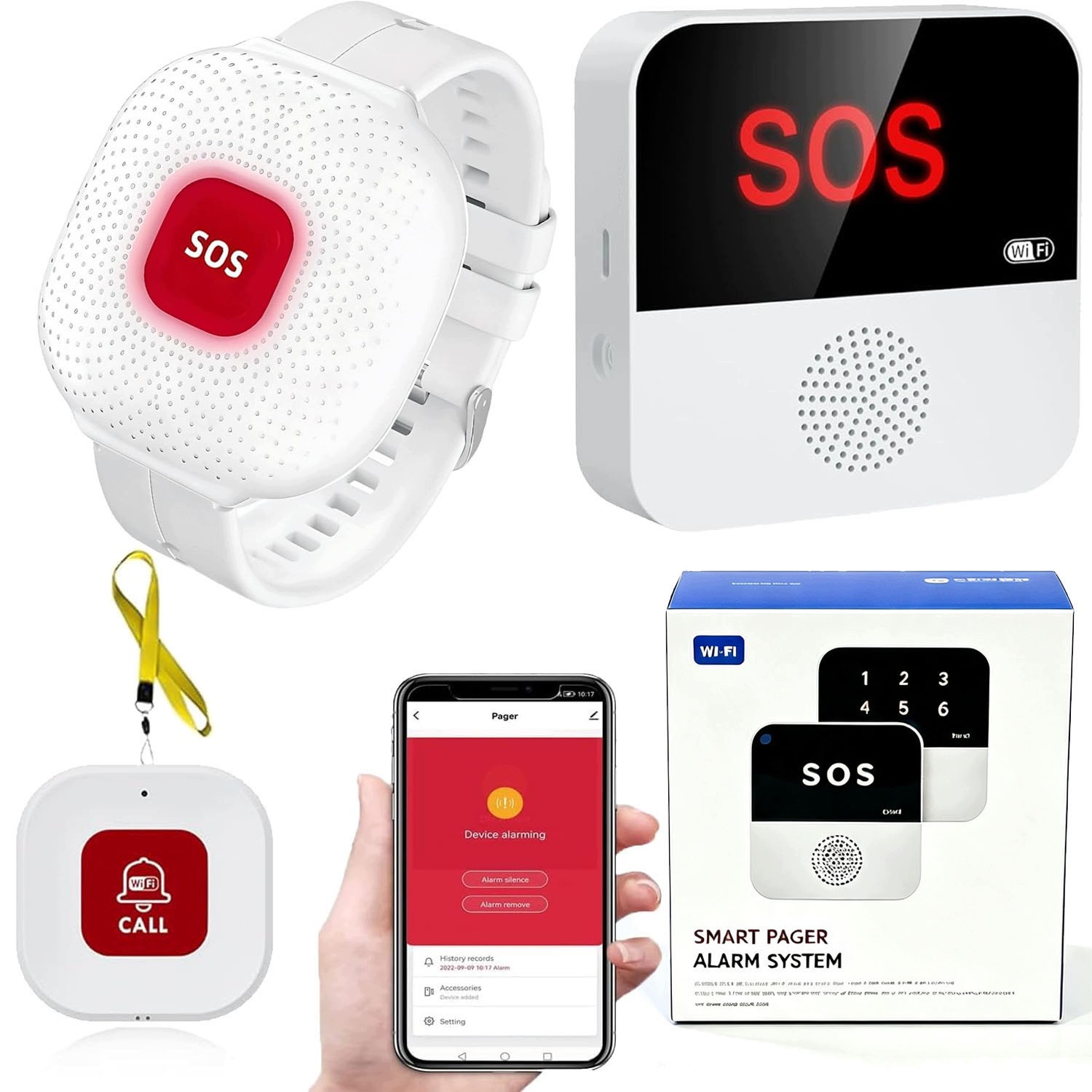 Bedee Sos WiFi Senior náramek Tlačítko Přijímač App Bez předplatného