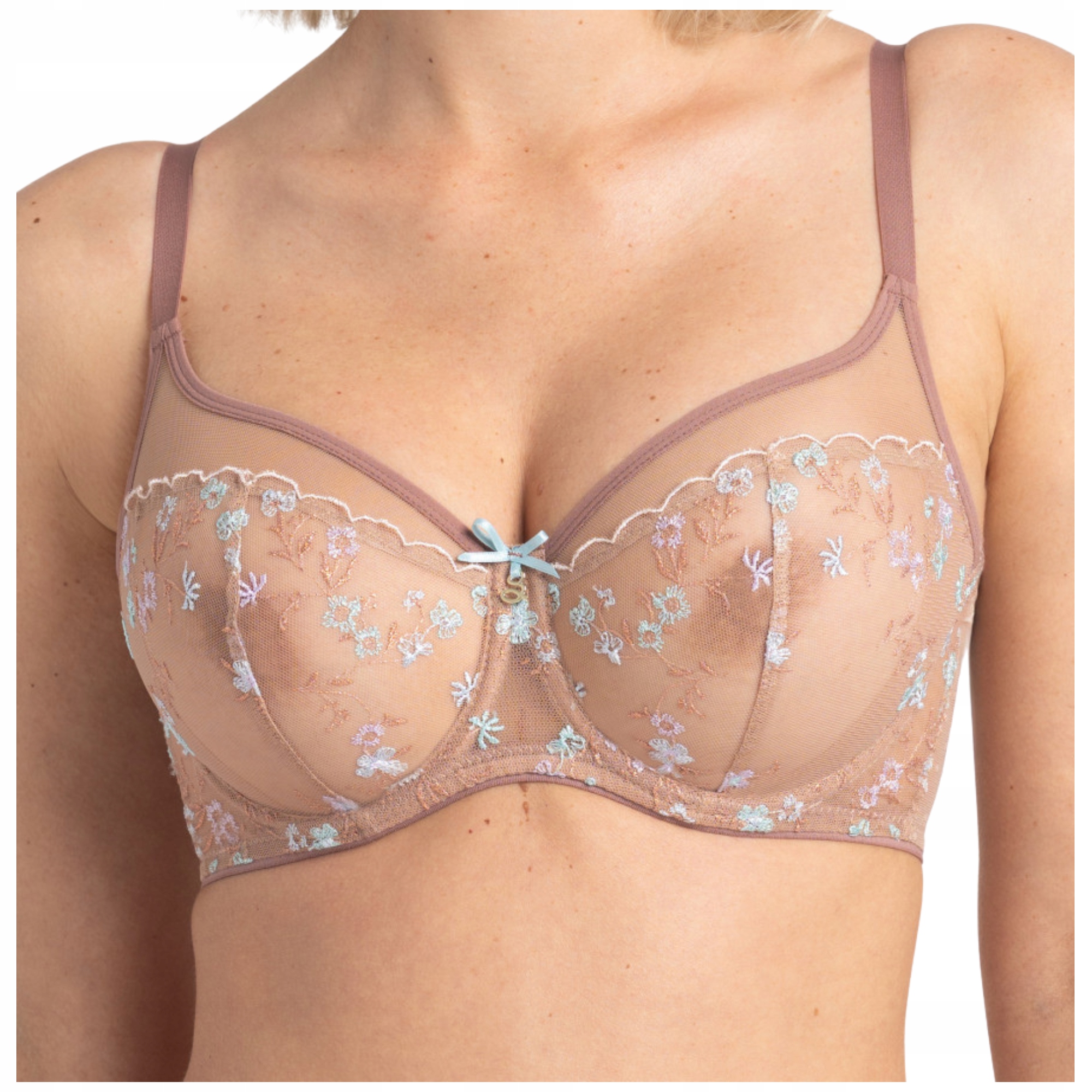 Měkká vyšívaná podprsenka typu soft Samanta Margaret A143 cappucino 80F