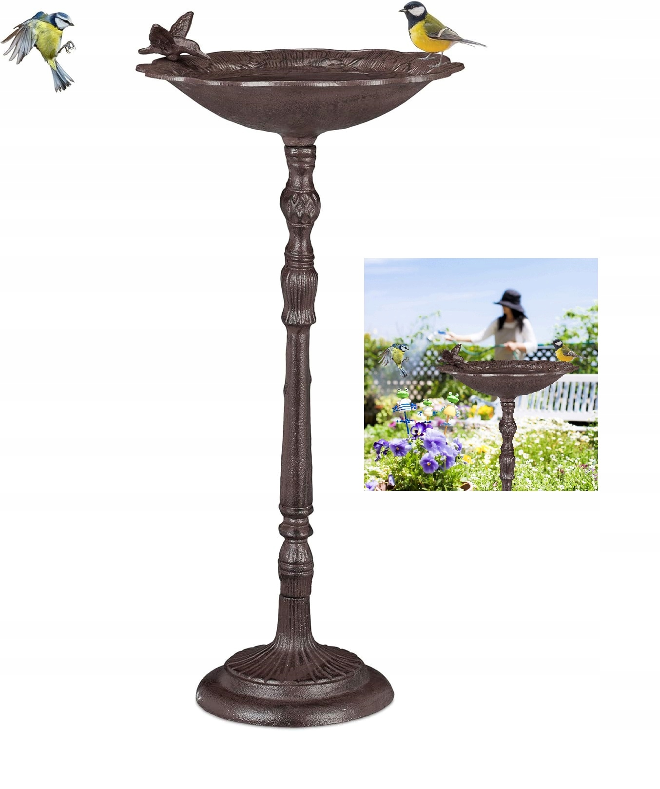 Krmítko pro ptáky Zahrada Zahradní dekorace Starožitná litinová Stojící