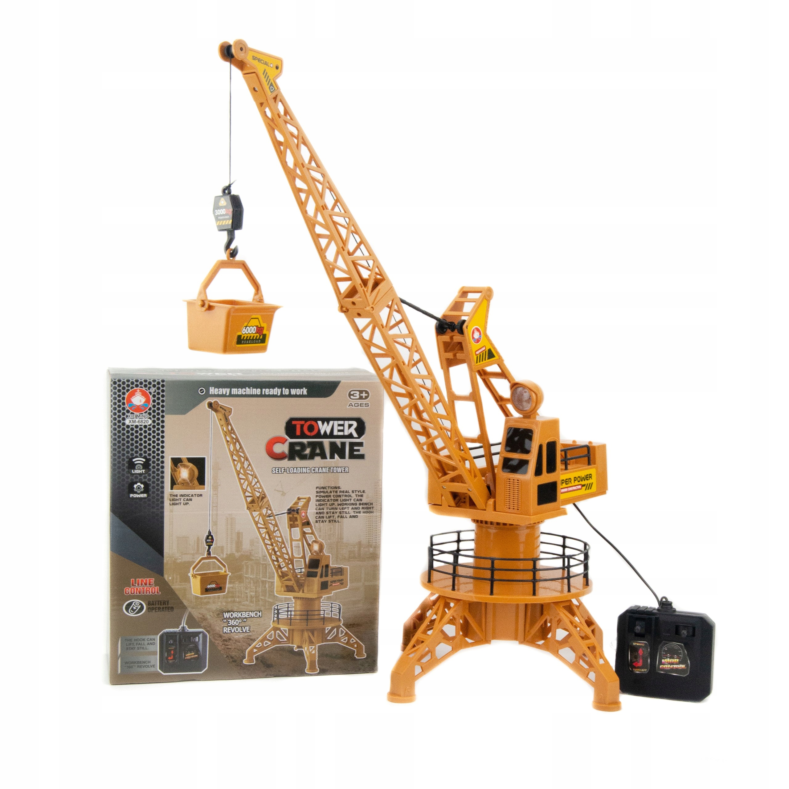 OGROMNY ŻURAW ELEKTRYCZNY ZDALNIE STEROWANY Z PILOTA RUCHOMY HAK ZABAWKA