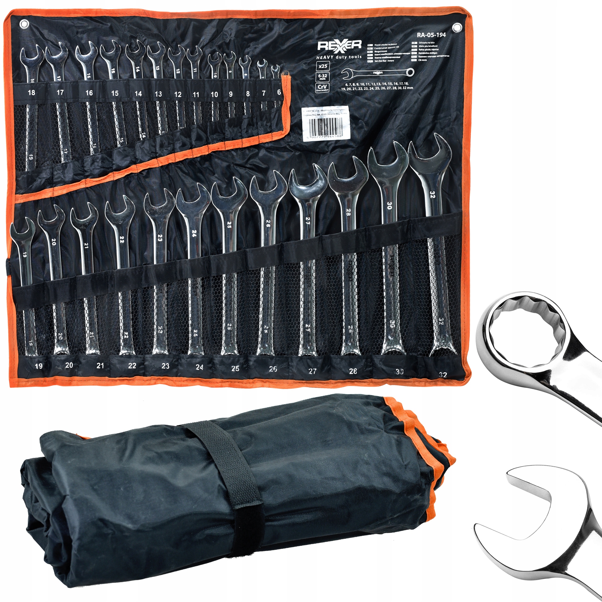 Zestaw Klucze Płasko-oczkowe 6-32mm 25szt Crv Polerowane Na Płachcie