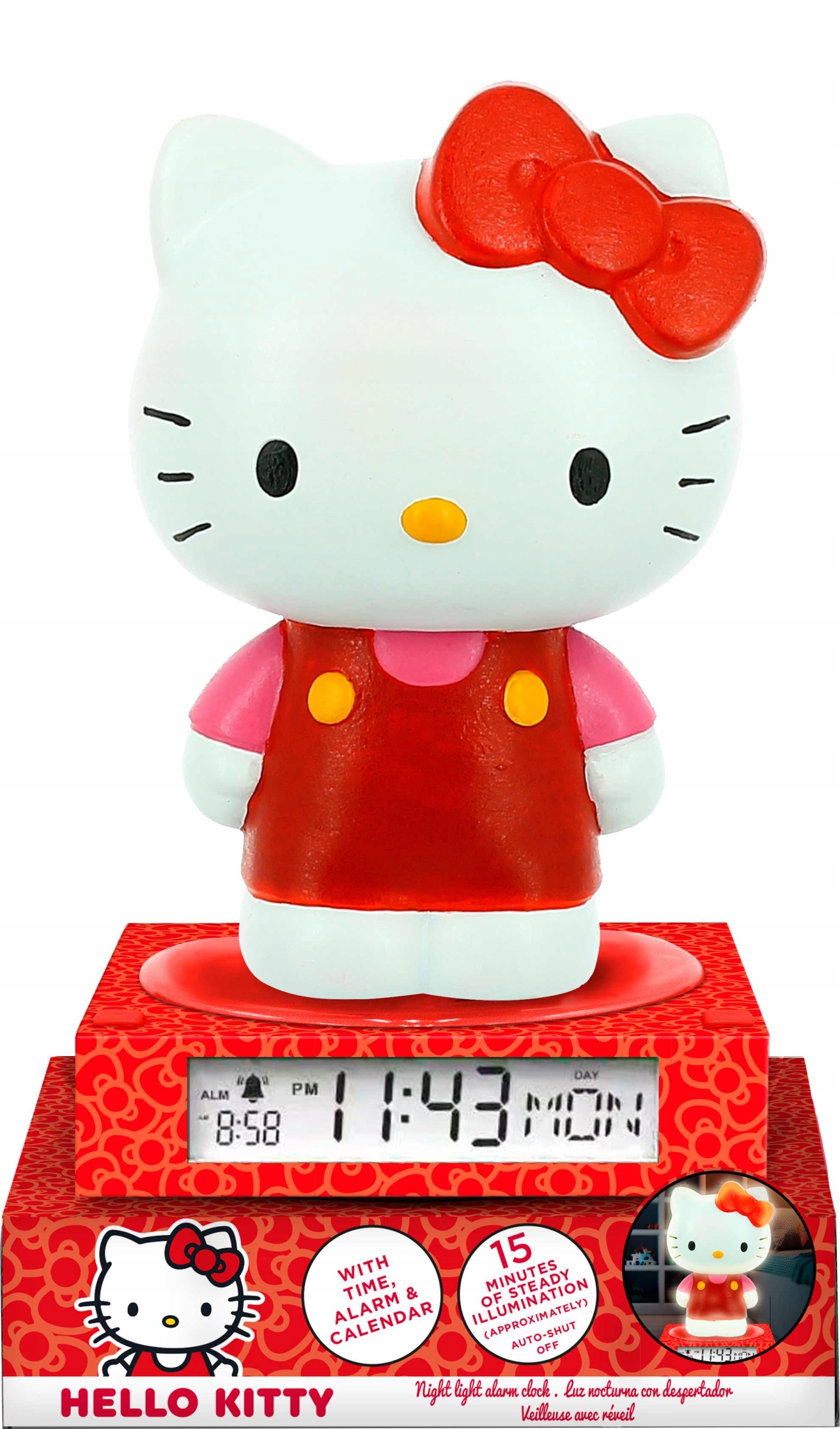 3D lampička s budíkem Hello Kitty HK50198