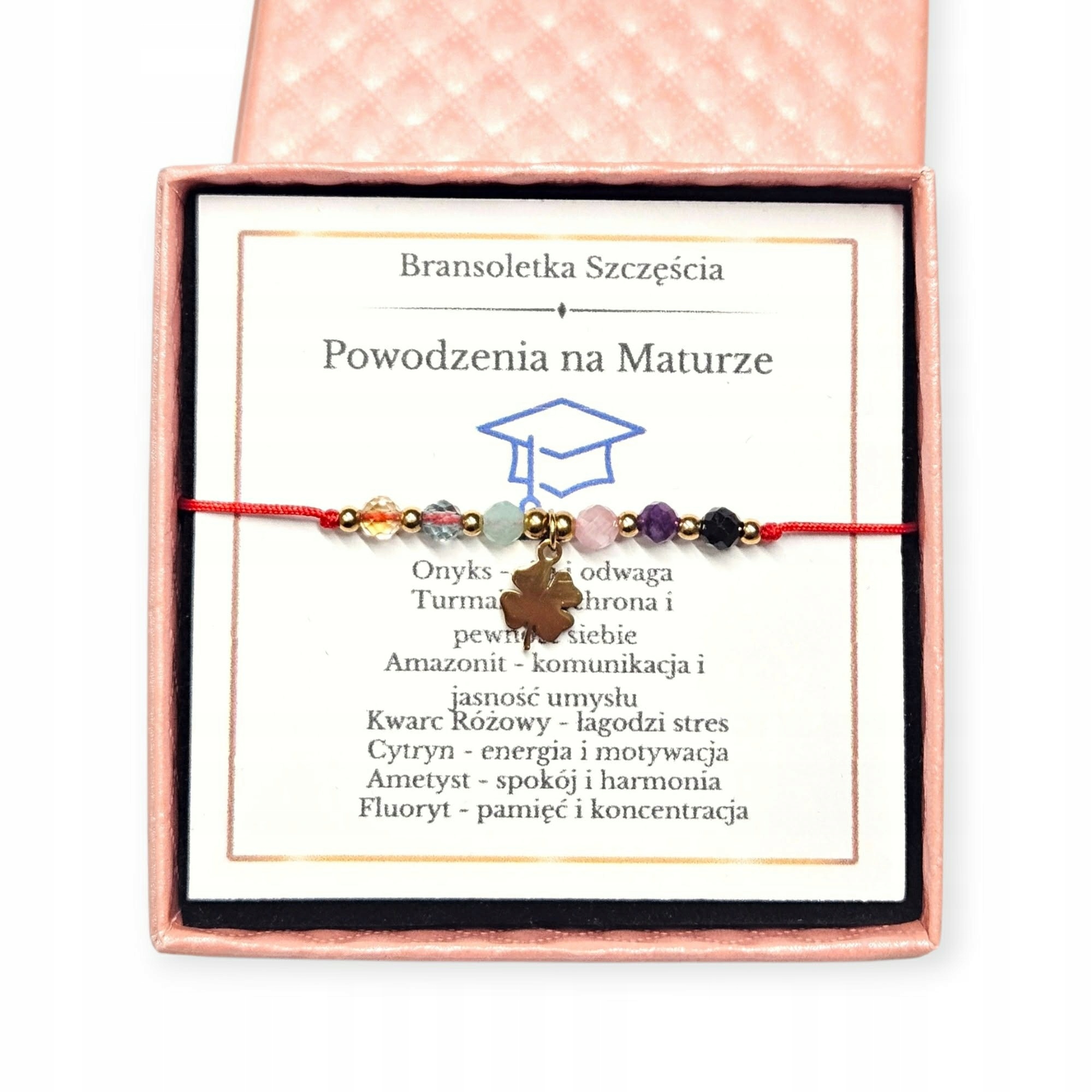 Bransoletka Szczęścia Kamienie Matura Powodzenia na Maturze
