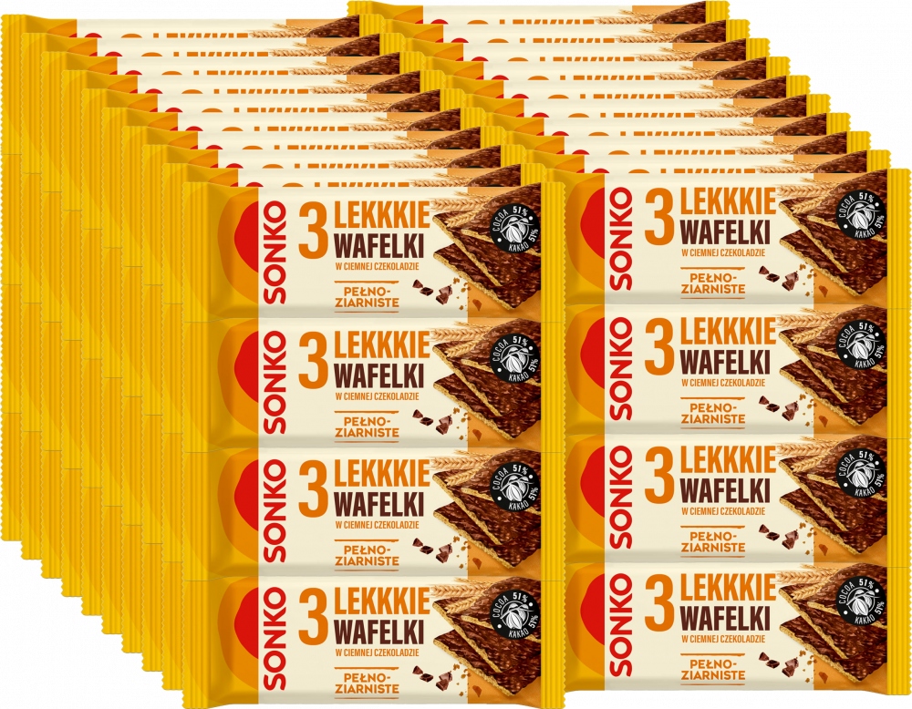 Sonko Lekkie Wafelki Pełnoziarniste Czekolada 36g x220