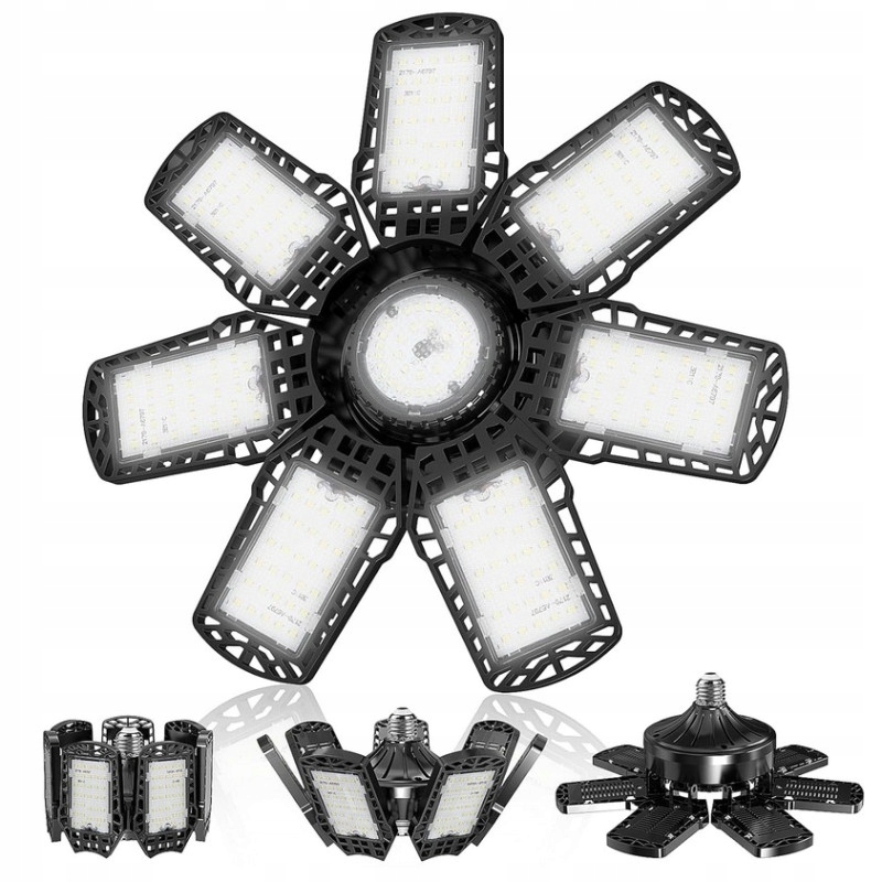 Lampa Garażowa Led Sufitowa Rozkładana Halogen E27 7 Ramion 400W