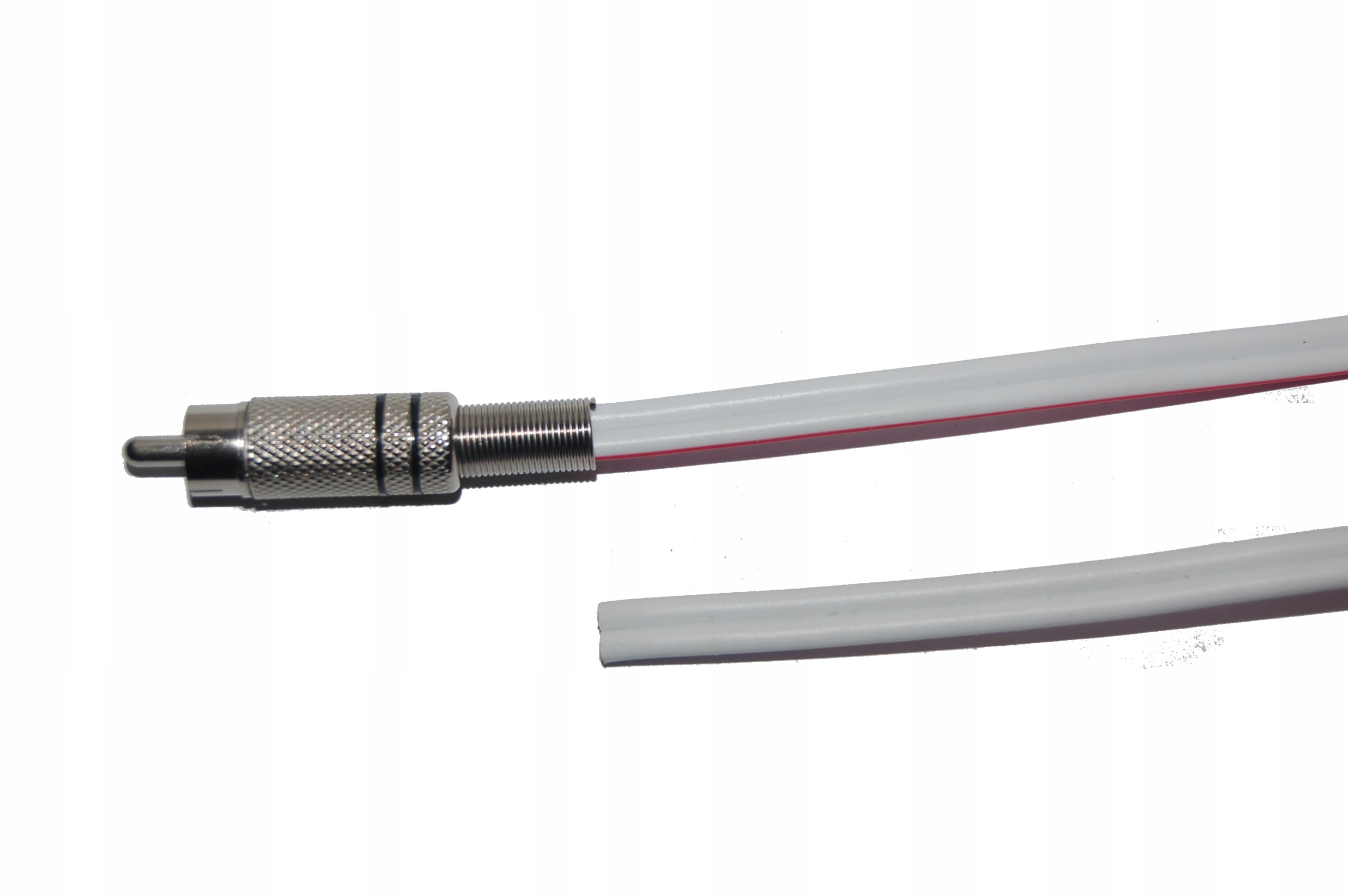 Kabel głośnikowy wtyk Rca /0, przewód 2x1,5mm biały Cu, 4m