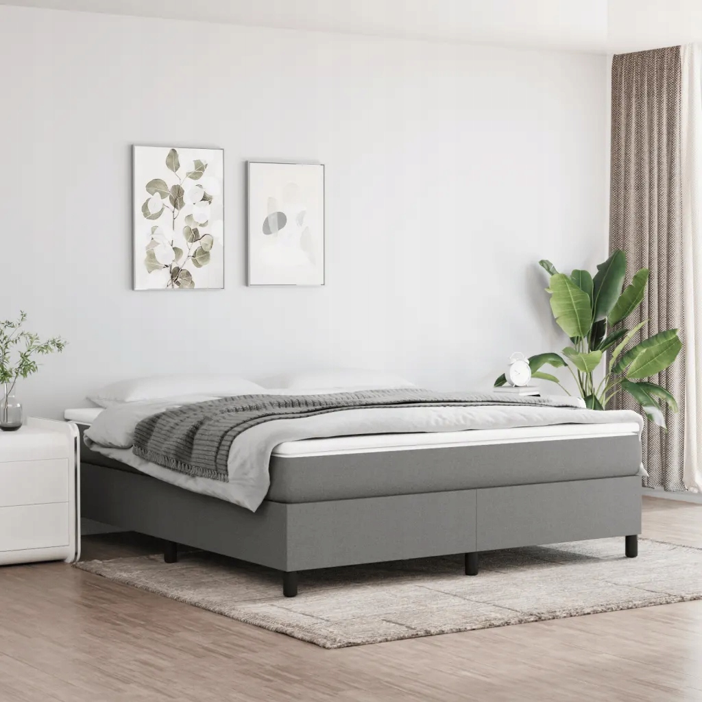 Rám postele s boxspringem tmavě šedý 180 x 200 cm textil Šedá 3120879