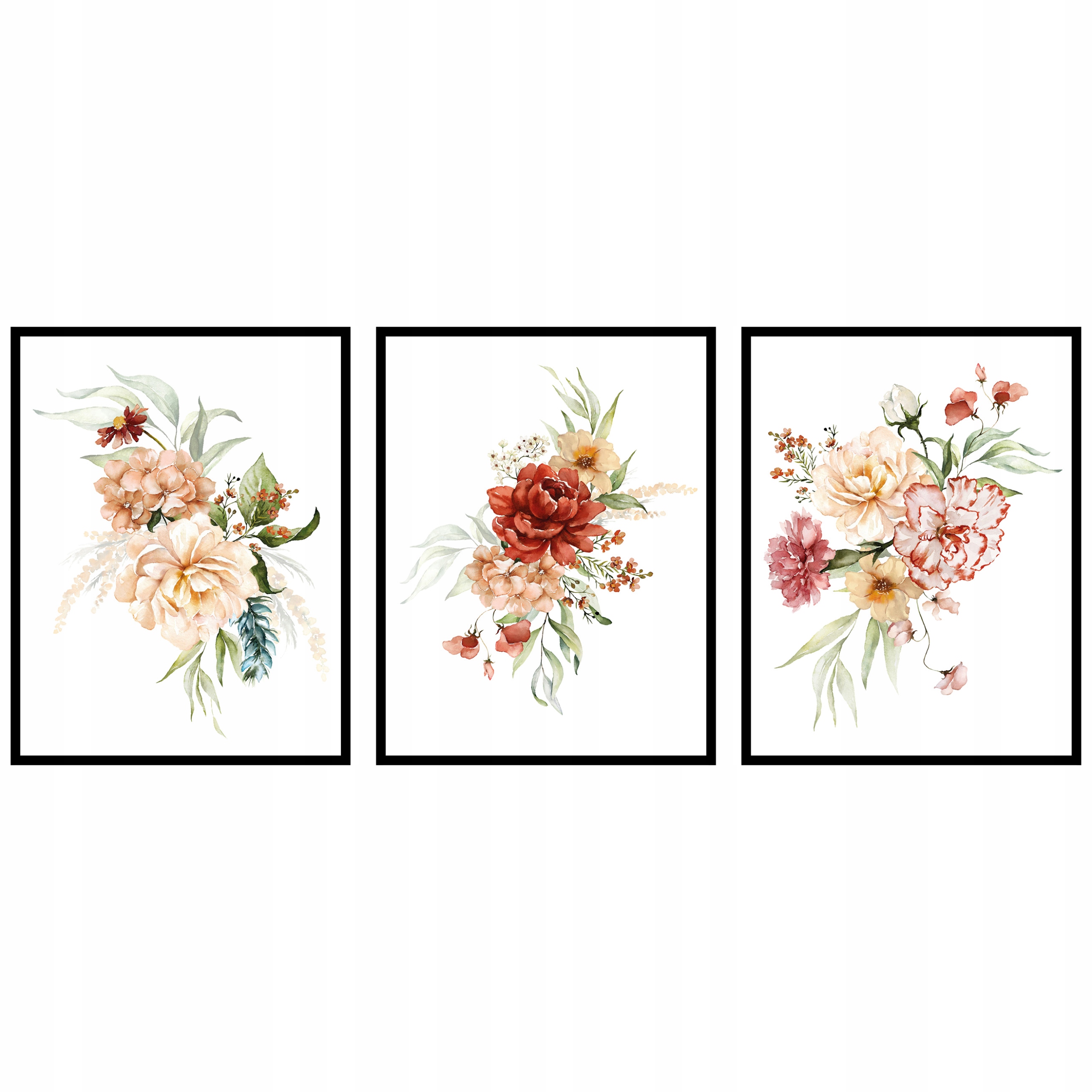Plagáty Kvety rastliny grafika botanika boho sada 3ks 60x90cm
