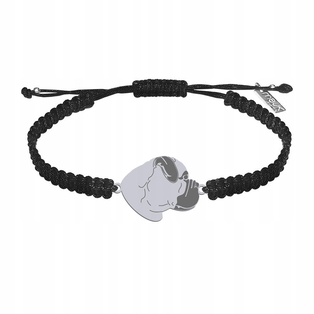 Stříbrný náramek Bullmastiff 925 Šperky Makramé Žena Gravírování Bonus
