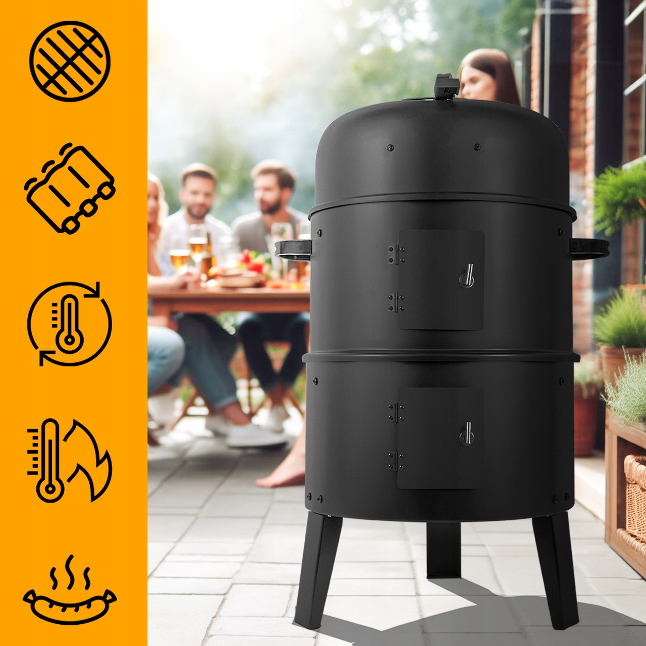 GRILL WĘDZARNIA OGRODOWY WĘGLOWY PALENISKO 3W1 TERMOMETR 3 RUSZTY EAN (GTIN) 5901924220954