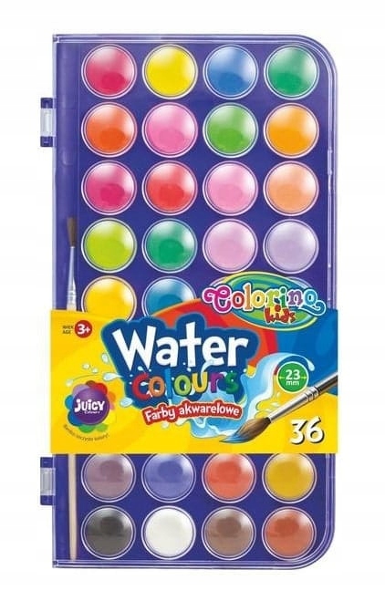 FARBY AKWARELOWE COLORINO MAŁA PASTYLKA 36 KOL.