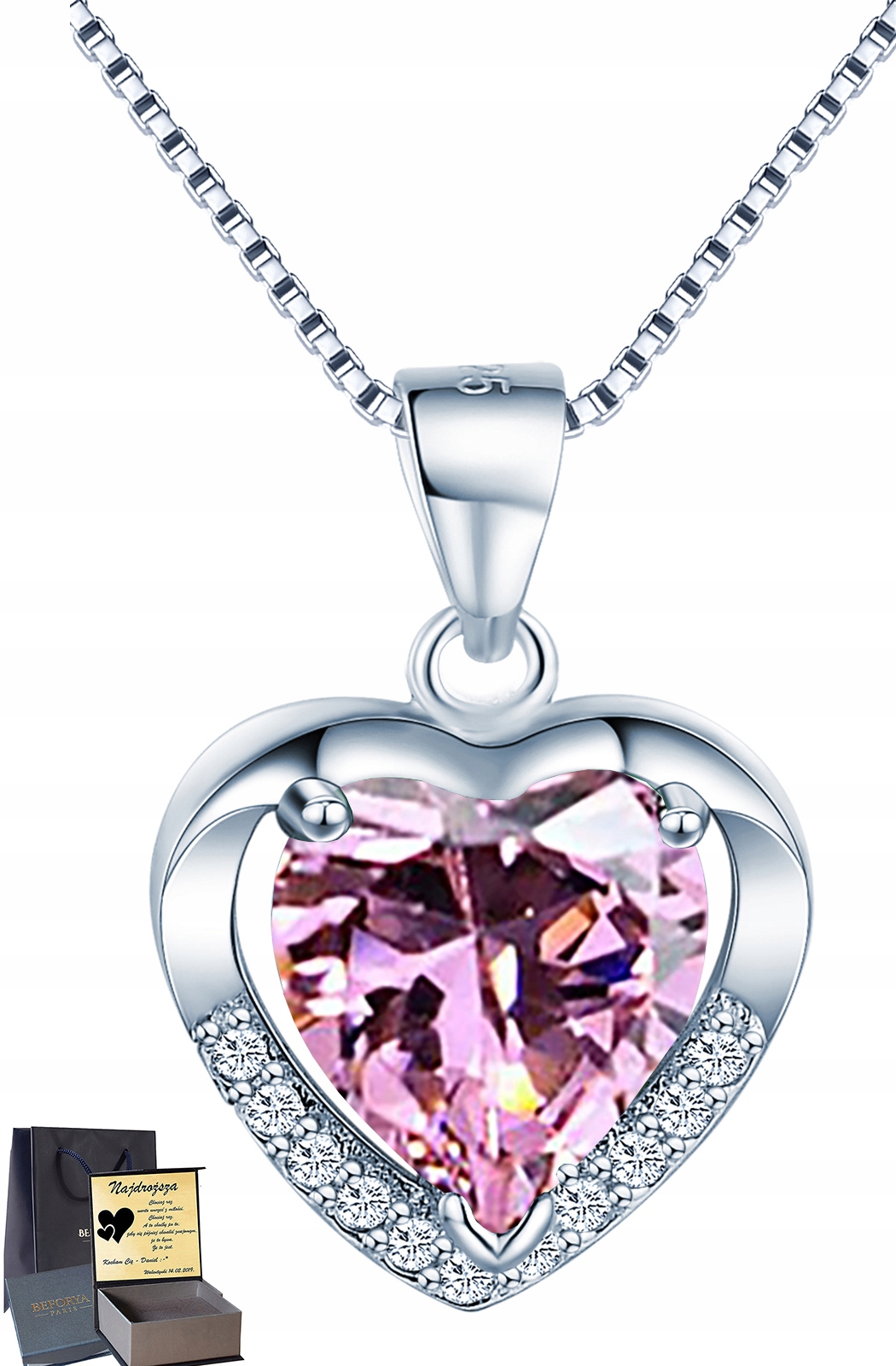 

Serce Srebrny Naszyjnik Swarovski Srebro Prezent
