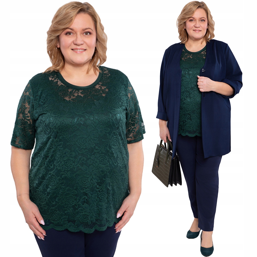 Zelená halenka z květinové krajky 52/54