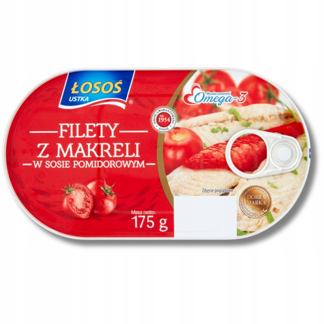 Filety z Makreli w Sosie Pomidorowym Konserwa Rybna USTKA 175g x8sztuk EAN (GTIN) 5901069000817