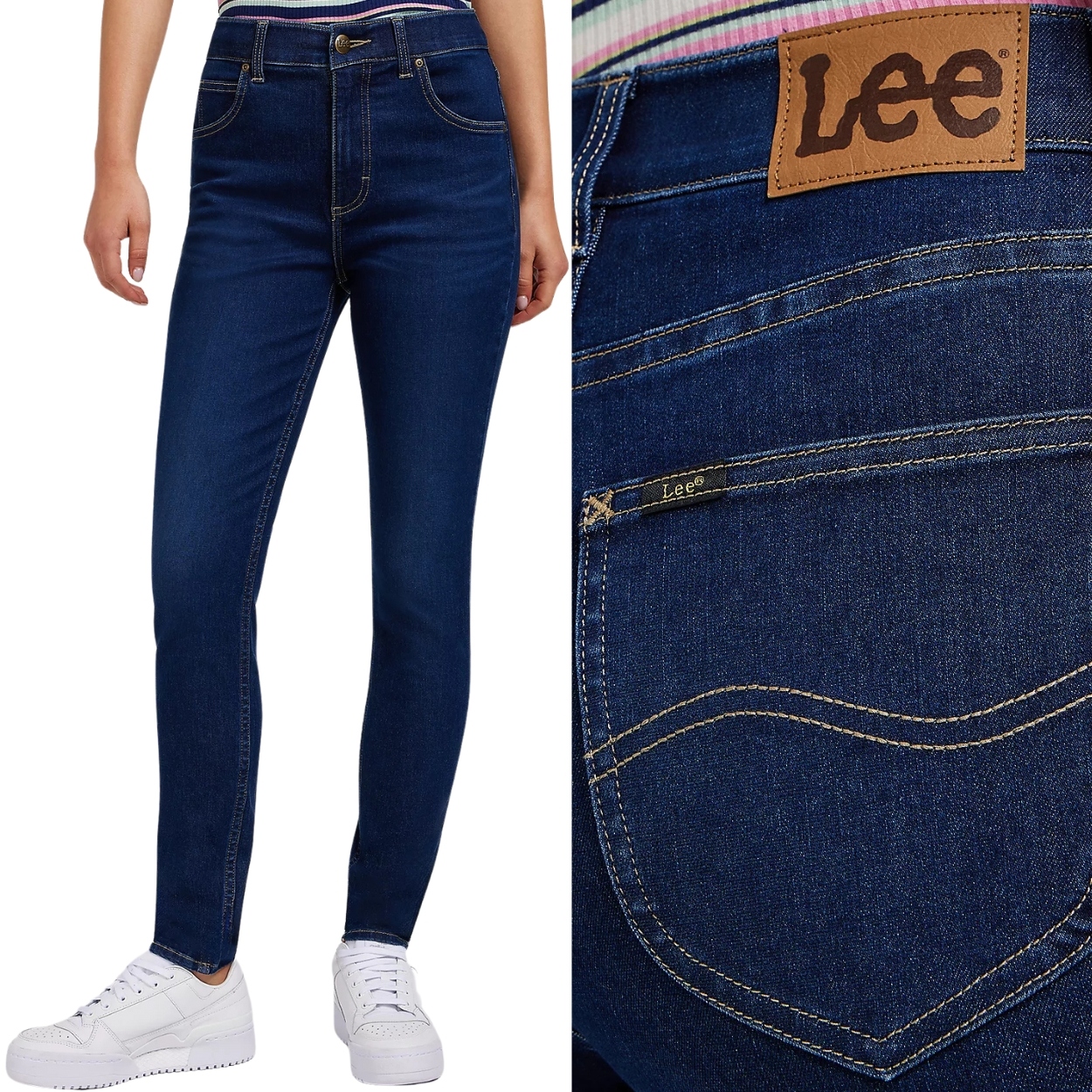 Lee Ulc Skinny Džíny pohodlné vysoké dámské džínové kalhoty úzké nohavice W27 L33