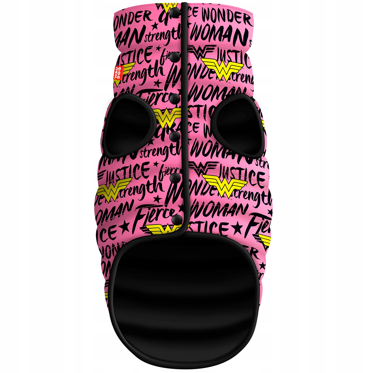 Levně Bunda pro psa Waudog Clothes se vzorem Wonder Woman růžová, vel. M/L (M47)