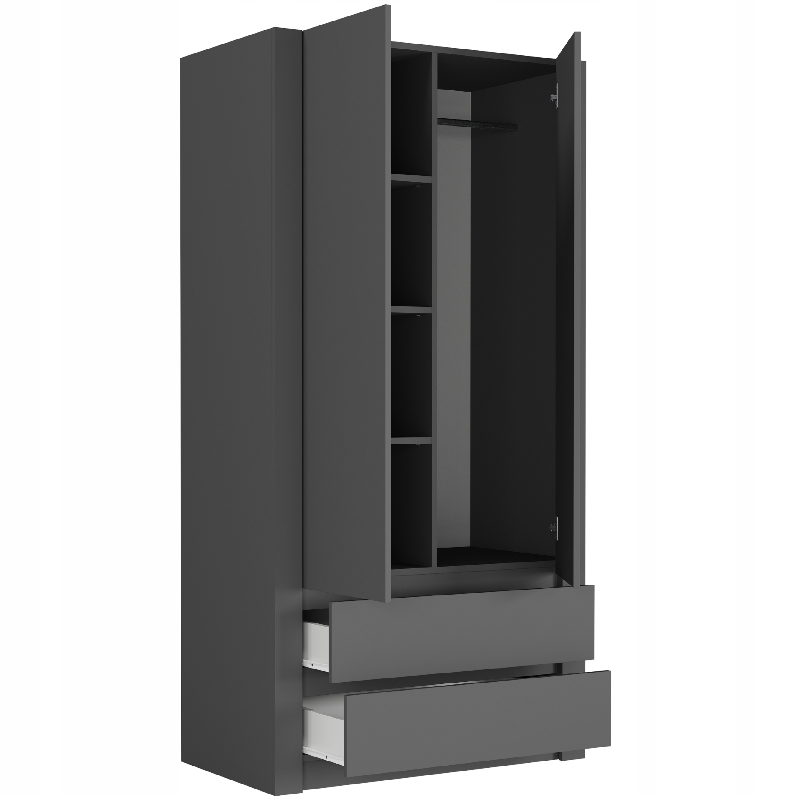 Szafa garderoba 90cm 2d 2sz antracyt B-20