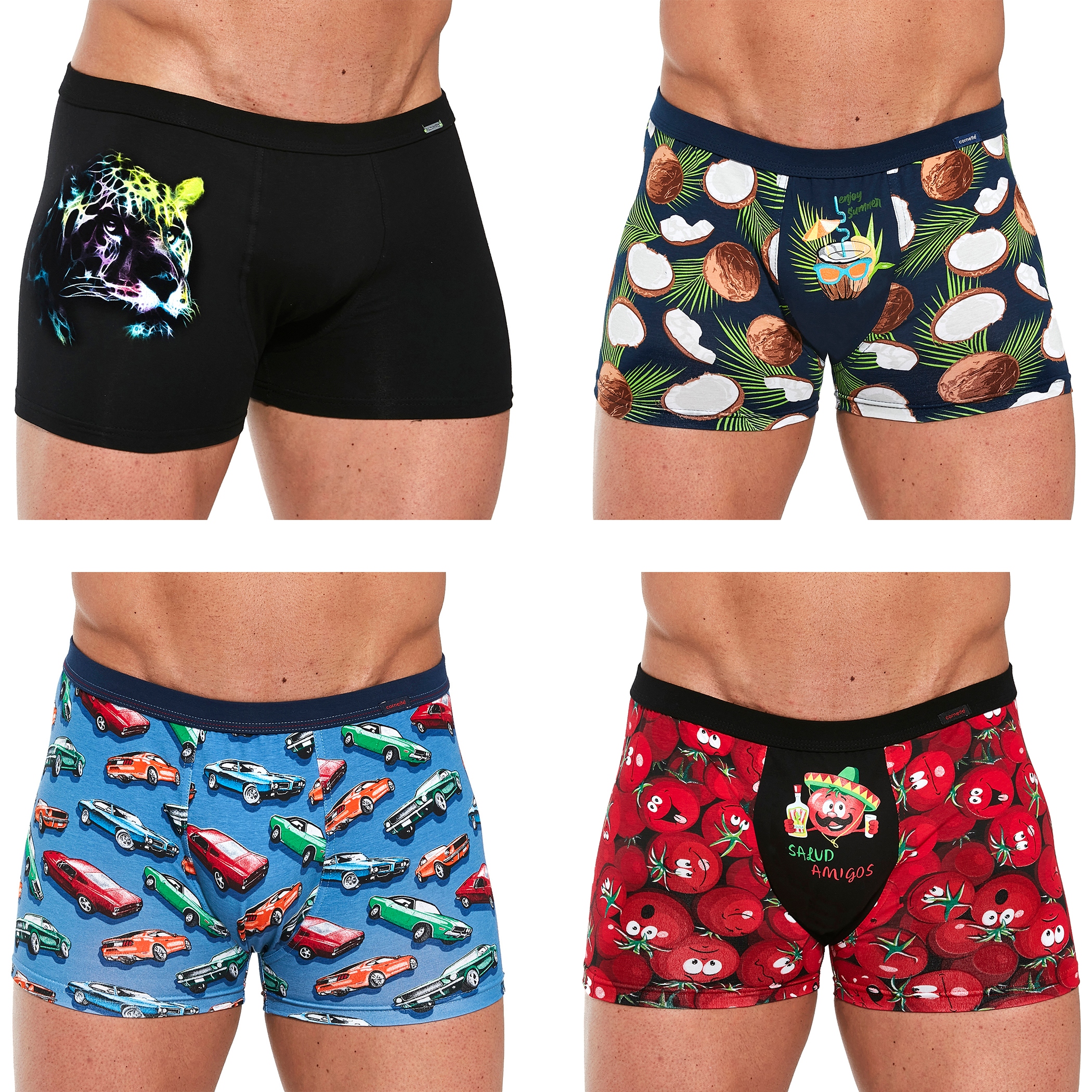Pánské boxerky Cornette Tattoo Various Bavlněné 4 ks XL
