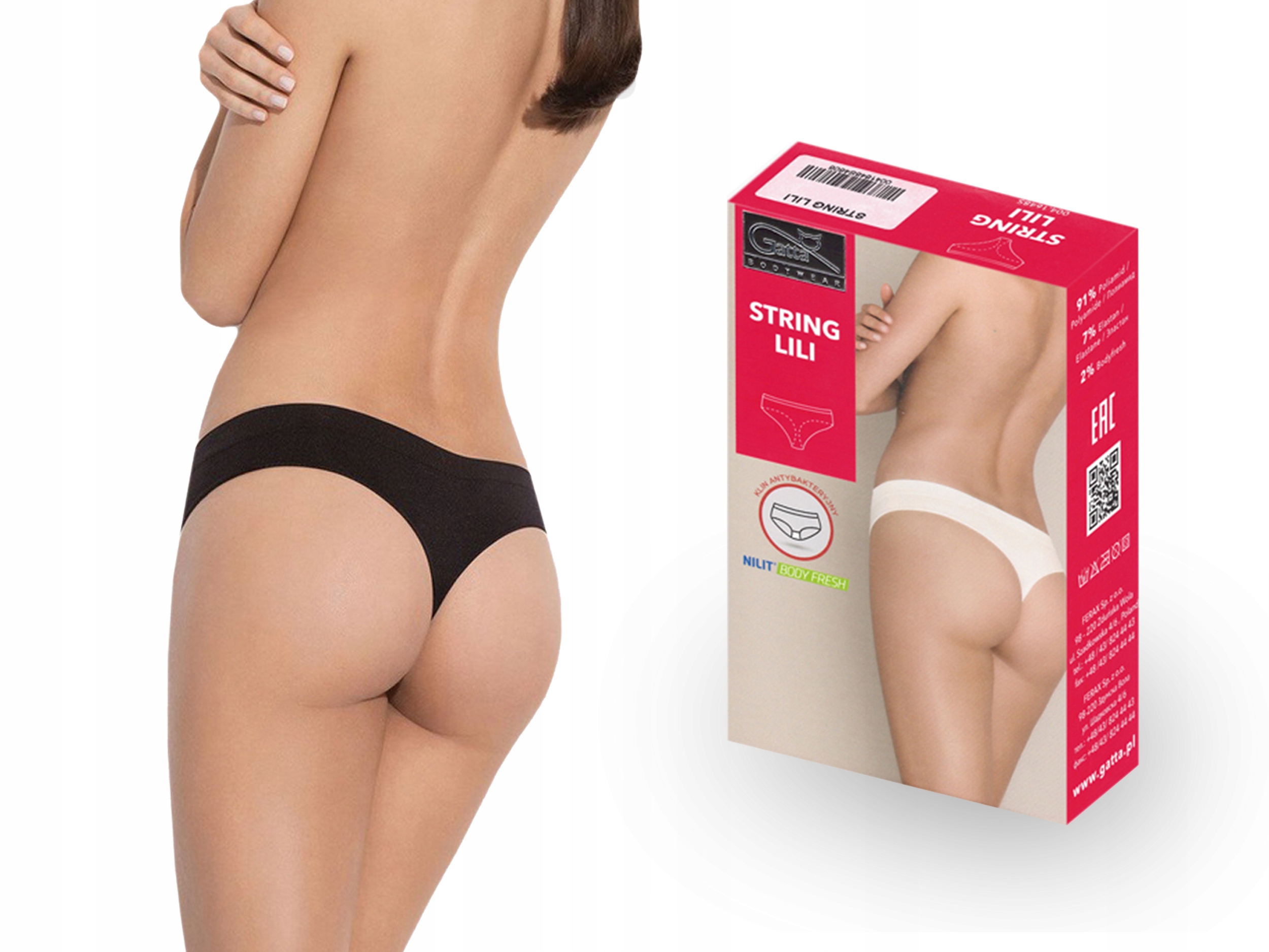 

Gatta stringi Lili String, bezszwowe, czarne, S